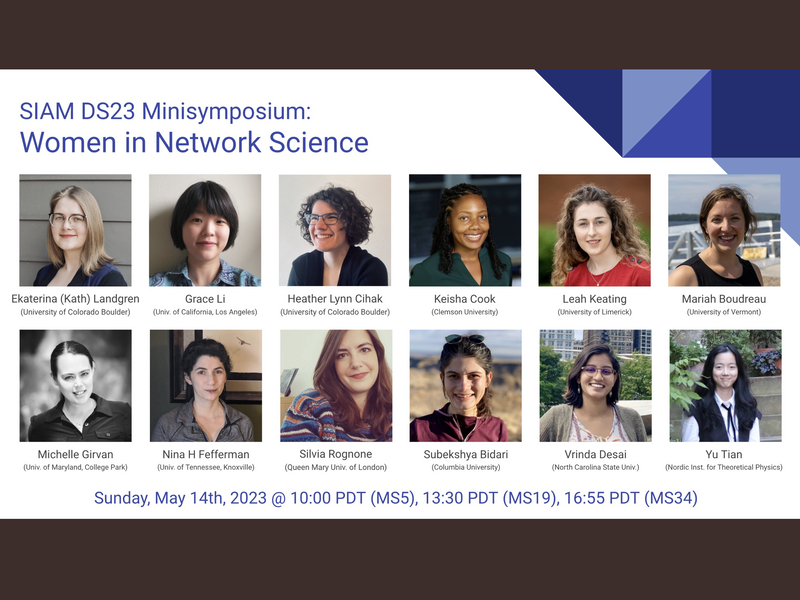 Poster of SIAM DS23 Minisymposium on Women i Network Science